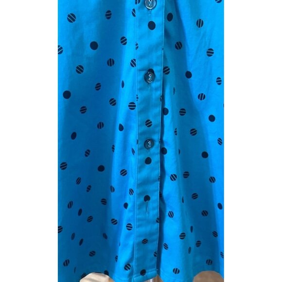 Allison Daley Women Blue Polka Dot Button-Down Blouse Women's Size 14W (READ) - Picture 7 of 16